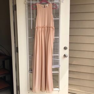 Long spring maxi dress. peachy blush pink